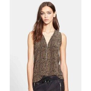 The Kooples Leopard Print Silk zip front tank top. NWOT. $198. Size M (Small)